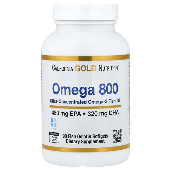California Gold Nutrition Omega 800, 90 Fish Gelatin Softgels (1,000 mg per Softgel)
