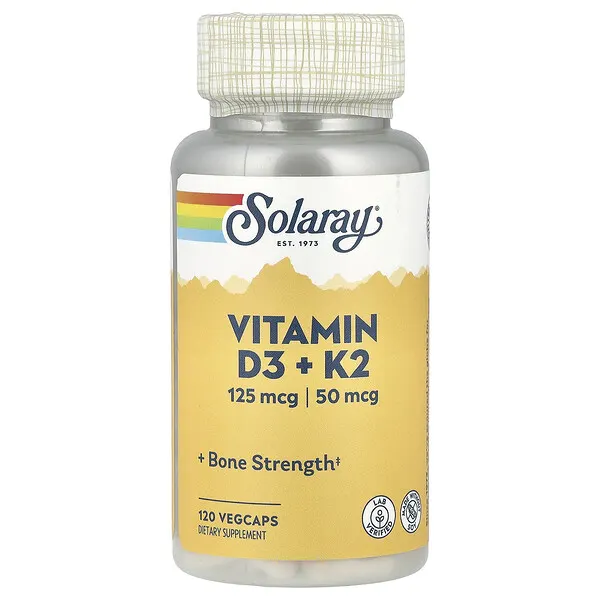 Solaray Vitamin D3 + K2, 120 VegCaps