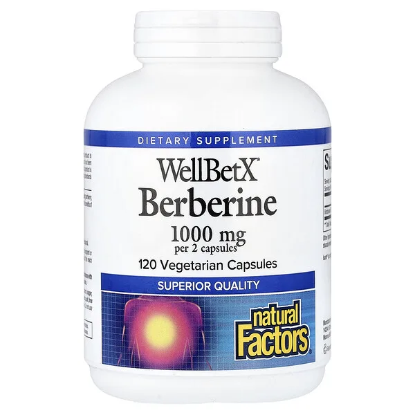 Natural Factors WellBetX®, Berberine, 120 Vegetarian Capsules (500 mg per Capsule)