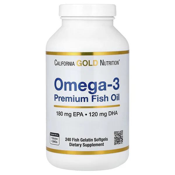California Gold Nutrition Omega-3, Premium Fish Oil, 240 Fish Gelatin Softgels (1,100 mg per Softgel)