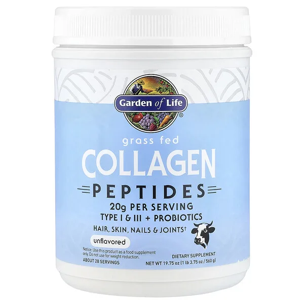 Garden of Life Grass Fed Collagen Peptides, Unflavored, 19.75 oz (560 g)