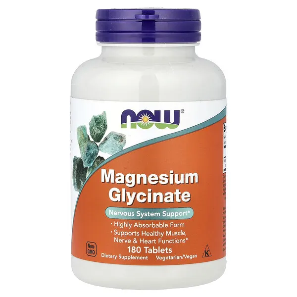 NOW Foods Magnesium Glycinate, 180 Tablets (100 mg per Tablet)