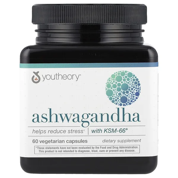 Youtheory Ashwagandha, 60 Vegetarian Capsules