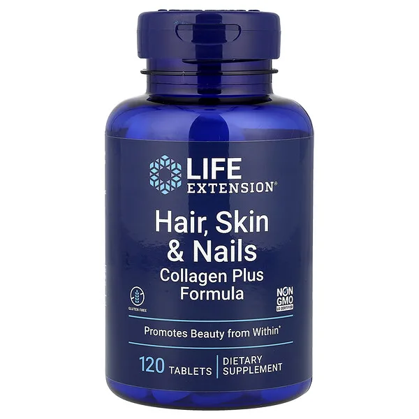 Life Extension Hair, Skin & Nails, Collagen Plus Formula, 120 Tablets