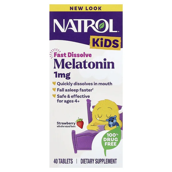 Natrol Kids, Melatonin, Ages 4+, Strawberry, 40 Tablets