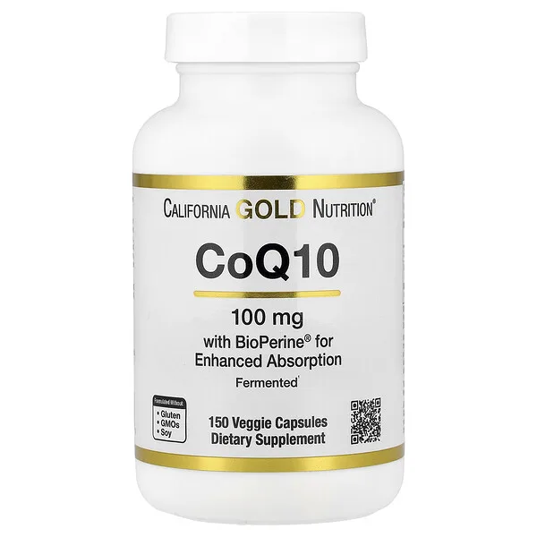 California Gold Nutrition CoQ10, Ubiquinone USP with BioPerine® Black Pepper Extract, Enhanced Bioavailability, 150 Veggie Capsules