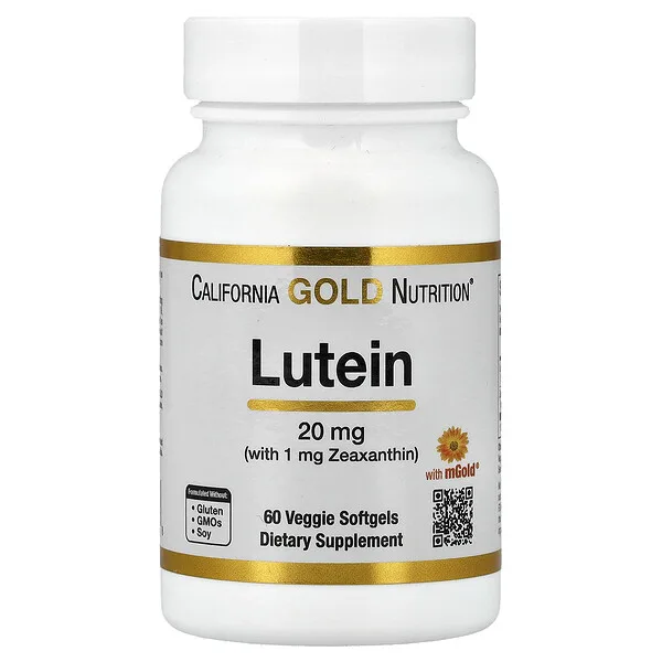 California Gold Nutrition Lutein with Zeaxanthin from Marigold Extract, 60 Veggie Softgels