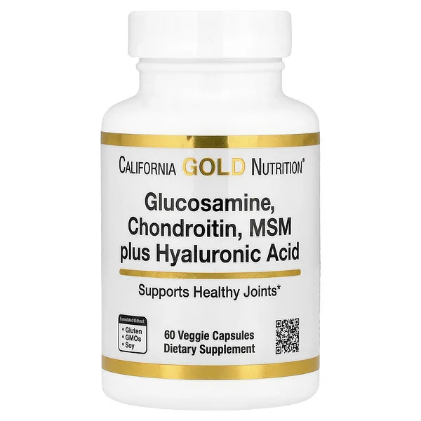 California Gold Nutrition Glucosamine, Chondroitin, MSM plus Hyaluronic Acid, 60 Veggie Capsules
