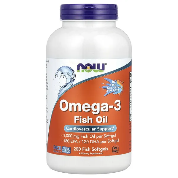 NOW Foods Omega-3 Fish Oil, 1,000 mg, 200 Fish Softgels