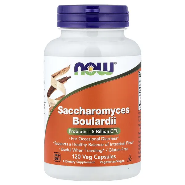 NOW Foods Saccharomyces Boulardii, 5 Billion CFU, 120 Veg Capsules
