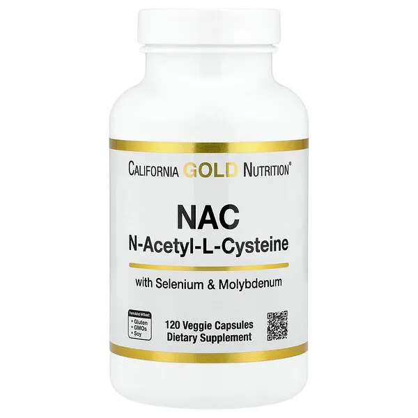 California Gold Nutrition N-Acetyl-L-Cysteine with Selenium & Molybdenum, 120 Veggie Capsules